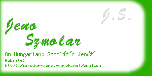 jeno szmolar business card